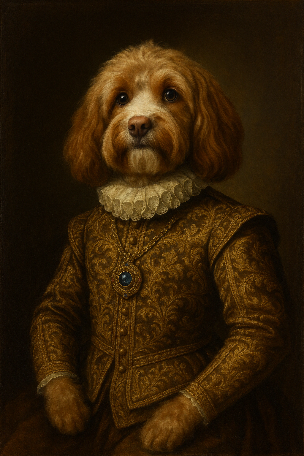 Renaissance royal pet portrait from photo