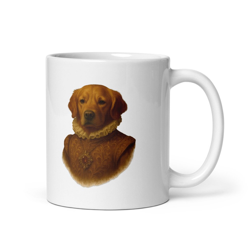 Custom pet portrait mug — pet printed on both sides, no background box