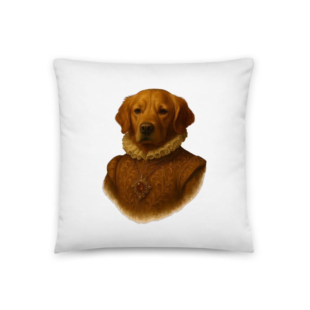 Custom pet portrait pillow — pet printed as a cut-out, no background box
